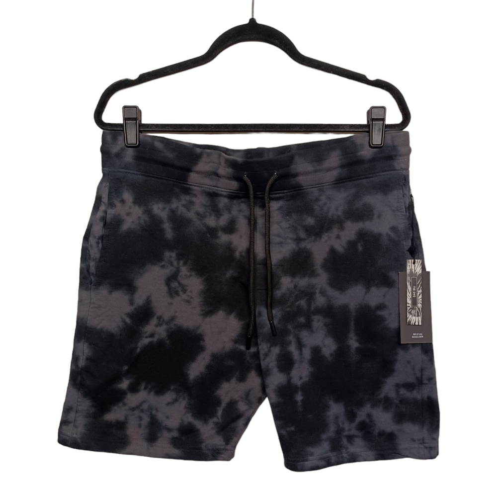 WXYZ Shorts Gray Black Tie Dye Print Soft Sweat Drawstring Men's Small NWT